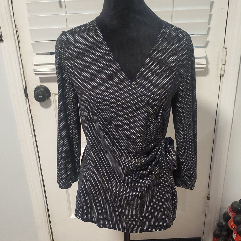 Ann Taylor Wrap Blouse with 3/4 Sleeves